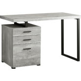 48" Computer Desk in Grey Wood Grain & Black Metal